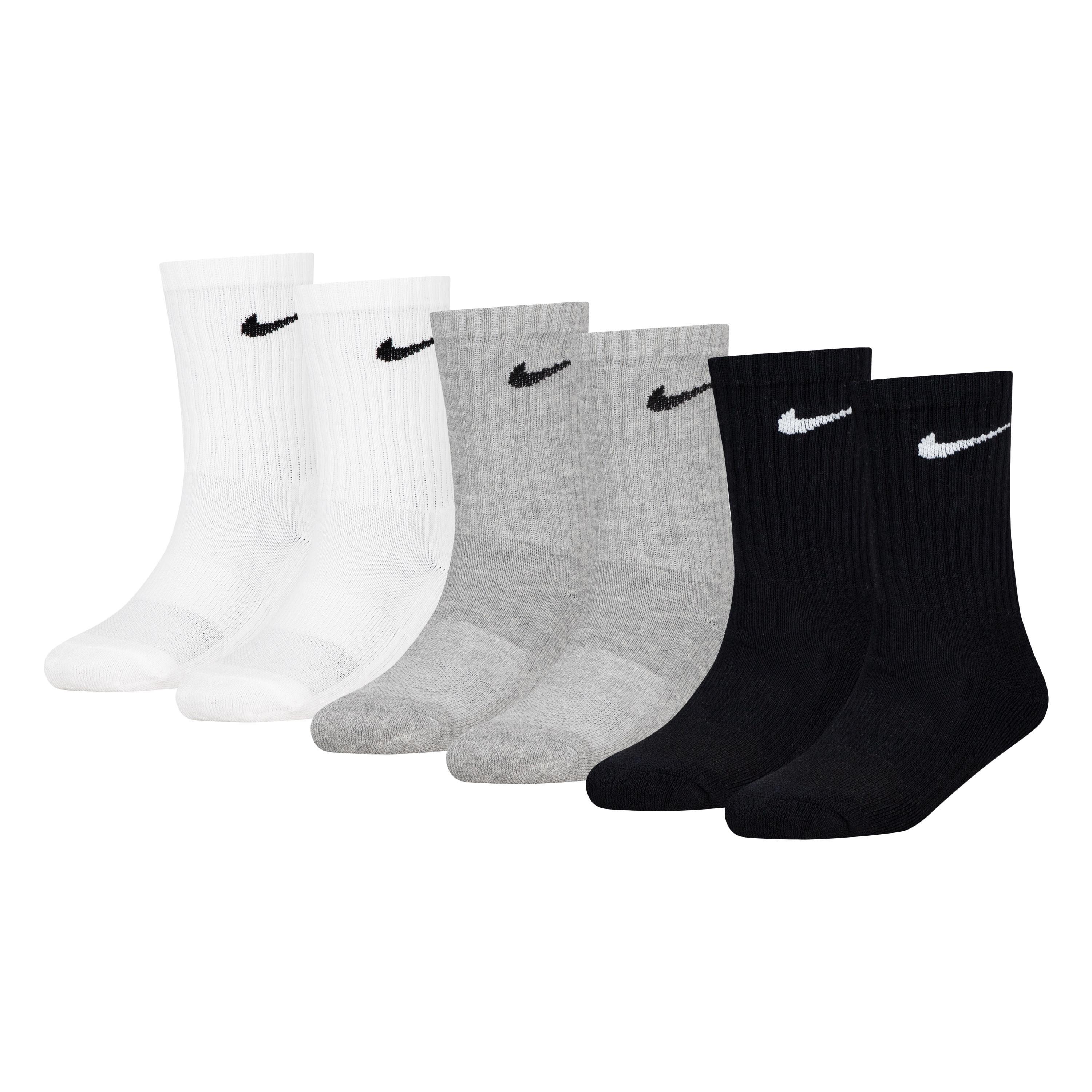 Nike Big Kids' Dri-FIT Crew Socks (6 Pack) - Black/White/Grey